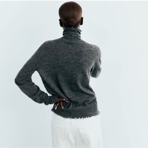 ZARA Women’s Turtleneck Sweater Gray Size S Alpaca Wool Blend NWT - Picture 2 of 10